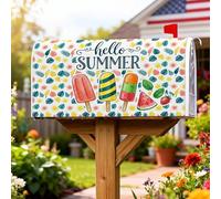 Coperture magnetiche per cassette postali per gelato, protezione estiva per cassette postali gialle con anguria e fragola, protezione per la decorazione del portico anteriore, 45,7 x 53,7 cm