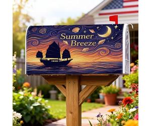 Coperture magnetiche per cassette postali per navi, copertura estiva per cassette postali con luna e luna blu per le vacanze, decorazioni per la casa e il giardino, 45,7 x 53,7 cm