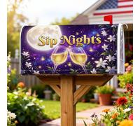Coperture magnetiche per cassette postali per occhiali, fantasia con luna e fiori estivi viola decorativi per la decorazione del cortile 45,7 x 53,7 cm
