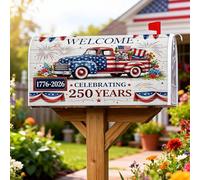 Coperture magnetiche per cassette postali per pickup, stile patriottico vintage, fuochi d'artificio e fiori, decorazione per la casa e il giardino, 45,7 x 53,7 cm