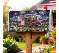 Coperture magnetiche per cassette postali per rimorchio, stile patriottico rustico, stelle fuochi d'artificio Giorno dell'Indipendenza Rosso Avvolgimenti per la decorazione del giardino e cortile 45,7