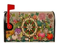 Coperture magnetiche per cassette postali per ruote, copertura per cassetta delle lettere rustica con zucca, fiori autunnali arancioni, per decorazione cortile anteriore, 45 x 53 cm
