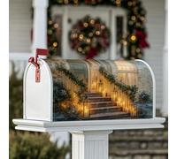 Coperture magnetiche per cassette postali per scale, lanterne natalizie per porte, decorazioni natalizie verdi, per esterni, giardino, cortile, 53 x 64 cm