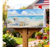 Coperture magnetiche per cassette postali per sedie da spiaggia, cappello di paglia rilassato costiero, borsa da spiaggia, decorazioni per cassette postali per esterni, giardino, cortile, 53 x 64 cm