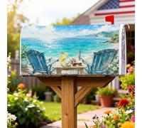 Coperture magnetiche per cassette postali per sedie da spiaggia, copertura per cassetta postale blu costiera rilassante oceano cocktail estate copertura per decorazione giardino cortile 45,7 x 53,3 cm