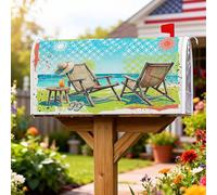 Coperture magnetiche per cassette postali per sedie da spiaggia, copertura per cassetta postale estiva tropicale per bevande estive blu per le vacanze per la casa e il giardino, 53 x 64 cm
