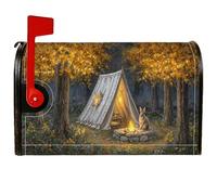 Coperture magnetiche per cassette postali per tenda, rustiche naturali con coniglio, copertura arancione per la decorazione del portico anteriore, 53 x 64 cm