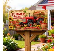 Coperture magnetiche per cassette postali per trattore, rustiche girasoli fragole estate rossa decorativa per casa e giardino, 53 x 64 cm