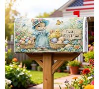 Coperture magnetiche per cassette postali per uova di Pasqua, decorazione per portico anteriore, motivo pulcino farfalla pasquale pastello, 45,7 x 53,7 cm