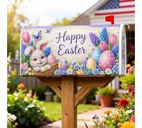 Coperture magnetiche per cassette postali per uova di Pasqua, fiori festivi primaverili, coniglietto pasquale, pesca pastello, protezione per la posta per decorazioni esterne, 45,7 x 53,7 cm