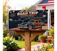 Coperture magnetiche per cassette postali per viaggi su strada, stile patriottico vintage, con mappa dei fuochi d'artificio estivi, per esterni, decorazione per portico anteriore, 53 x 65,5 cm