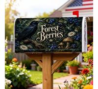 Coperture magnetiche per cassette postali, protezione per cassetta postale con corvo, rustiche, mirtilli e funghi, per decorazione da giardino all'aperto, 45,7 x 53,7 cm