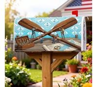 Coperture magnetiche per cassette postali remi, nautiche rustiche con mappa delle ancore estive blu per le vacanze, per decorazioni da giardino all'aperto, 53 x 65,5 cm