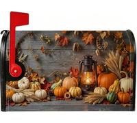 Coperture magnetiche per cassette postali rustiche autunnali con zucche | Tema raccolto autunnale, copertura per cassetta postale, stile fattoria, installazione magnetica, sfondo rustico in legno