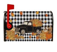 Coperture magnetiche per cassette postali rustiche autunnali, stile vintage | Stampa a quadri di bufalo, copertura per cassetta delle lettere, tema raccolto autunnale, motivi zucche e mais, stile rustico