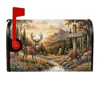 Coperture magnetiche per cassette postali rustiche con cervi autunnali, 53 | Paesaggio rustico di montagna, copertura della cassetta postale, arte della fauna selvatica del bosco