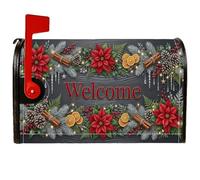 Coperture magnetiche per cassette postali rustiche con stella di Natale, 53 | Composizione botanica invernale, copertura per cassetta postale, struttura rustica in legno scuro, saluto di benvenuto per le