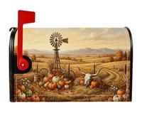 Coperture magnetiche per cassette postali rustiche con zucche raccolte in | Winnowing, copertura della posta della cassetta postale, teschio di mucca, paesaggio della fattoria, raccolta rurale