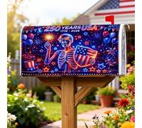 Coperture magnetiche per cassette postali scheletrate, decorazioni natalizie per cassetta postale patriottica, fuochi d'artificio, stelle, giorno dell'indipendenza, decorazioni per esterni, giardino