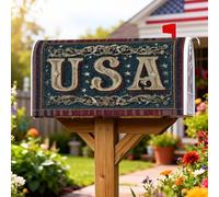 Coperture magnetiche per cassette postali statunitensi, patriottiche vintage con stelle a scorrimento per il giorno dell'indipendenza blu, protezione per la posta per la casa e il giardino, 53 x 64 cm