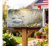 Coperture magnetiche per cassette postali Swans, pietre d'acqua naturali rustiche estive blu per la decorazione del cortile anteriore 53 x 64 cm