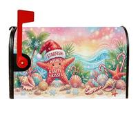 Coperture magnetiche per cassette postali tropicali costiere di Natale | Conchiglie tropicali, copertura per cassetta postale, foglie di palma, bastoncini di zucchero, tema vacanza costiera