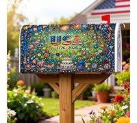 Coperture magnetiche per cassette postali USA, copertura per cassetta postale rossa con fiori e fuochi d'artificio patriottici festivi per il giorno dell'indipendenza copertura per cassetta postale