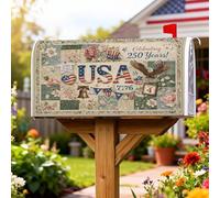 Coperture magnetiche per cassette postali USA, copertura per cassetta postale stagionale rossa con campana dell'aquila patriottica vintage per la casa e il giardino, 53 x 64 cm