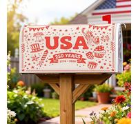 Coperture magnetiche per cassette postali USA, decorazione patriottica festiva con stelle e fuochi d'artificio Giorno dell'Indipendenza rossa decorativa per giardino e cortile, 53 x 65,5 cm