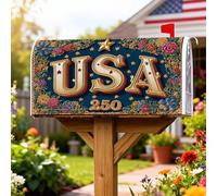 Coperture magnetiche per cassette postali USA, decorazioni vintage per cassette postali con fiori e stelle estive blu per la decorazione del portico anteriore, 45,7 x 53,7 cm