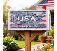 Coperture magnetiche per cassette postali USA, patriottiche vintage skyline della città del 4 luglio, pelle rossa per decorazioni per casa e giardino, 53 x 64 cm