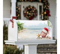 Coperture magnetiche per cassette postali, vacanze in spiaggia, stelle marine, foglie di palma, Natale, blu, protezione per la posta per decorazioni esterne, 45,7 x 53,3 cm