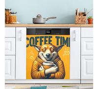 Coperture magnetiche per lavastoviglie Cane contiene una tazza di caffè Lavastoviglie Magnete per Lavastoviglie Sticker 58 x 66 cm
