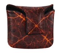 Coperture magnetiche per mazze da golf per putter a scatto per la maggior parte delle marche in pelle PU impermeabile flusso di lava flusso di fuoco vulcano rosso arancione