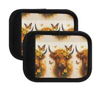 Coperture morbide per maniglie dei bagagli, con farfalle e mucche, motivo floreale, per viaggi, 15 x 10,9 cm, Farfalle Mucche Fiori Gialli, Set of 4