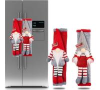 Coperture natalizie per maniglie del frigorifero, 2 pezzi, con tessuto, per decorazione stagionale e protezione delle maniglie degli elettrodomestici