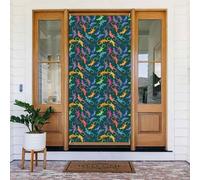 Coperture natalizie per porta d'ingresso, divertente lucertola tropicale, geco, colorato autunno inverno, striscione da appendere per esterni e interni, decorazione da parete per portico, 1,8 x 0,9 m