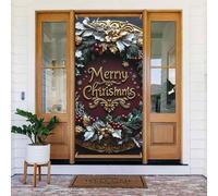 Coperture natalizie per porta d'ingresso, divertente Merry Christmas, n. 163, per autunno e inverno, da appendere, per esterni, interni, portico, vigilia, decorazioni da parete, 1,8 x 0,9 m
