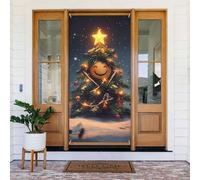 Coperture natalizie per porta d'ingresso, divertente Merry Christmas No.134, copertura per porta autunnale invernale, da appendere, per esterni e interni, decorazione da parete, 1,8 x 0,9 m