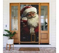 Coperture natalizie per porta d'ingresso, divertente Merry Christmas No.138, copertura per porta autunnale invernale, da appendere, per esterni e interni, decorazione da parete, 1,8 x 0,9 m