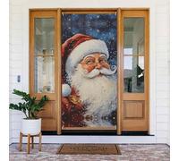 Coperture natalizie per porta d'ingresso, divertenti bicchieri di Babbo Natale sorridente autunnale inverno, striscione da appendere per esterni e interni, decorazioni da parete per portico, 1,8 x 0,9