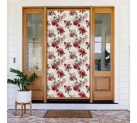Coperture natalizie per porta d'ingresso, divertenti e belle rose rosse, autunno inverno, copertura per porta, sfondo da appendere, per esterni, interni, portico, vigilia, decorazioni da parete