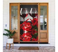 Coperture natalizie per porta d'ingresso, divertenti rose di vino rosso, autunno inverno, striscione da appendere per esterni, interni, portico, vigilia, decorazioni da parete, 1,8 x 0,9 m