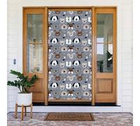 Coperture natalizie per porta d'ingresso, simpatiche facce di cane autunnali e invernali, da appendere, per esterni, interni, portico, vigilia, decorazioni da parete, 1,8 x 0,9 m