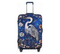 Coperture per bagagli da viaggio - blu airone floreale giardino elastico copertura per valigie protezione per bagagli 45-81 cm, Nero , L