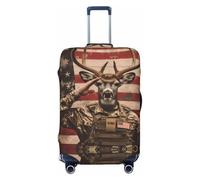 Coperture per bagagli da viaggio con cervo patriottico soldato Salute - Elasticità coperture per valigie protezione per bagagli 45,7 - 81,7 cm, Nero , x-large