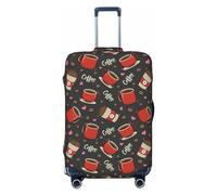 Coperture per bagagli da viaggio, con stampa di caffè rosso, elastiche, per valigie, 45-81 cm, Nero , XL