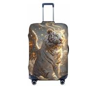 Coperture per bagagli da viaggio, con tigre bianca dorata, elastica, per valigie, 45-81 cm, Nero , L