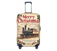 Coperture per bagagli da viaggio con treno a vapore retrò natalizio - Elasticità coperture per valigie protezione per bagagli 45-81 cm, Nero , S