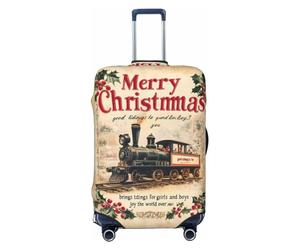 Coperture per bagagli da viaggio con treno a vapore retrò natalizio - Elasticità coperture per valigie protezione per bagagli 45-81 cm, Nero , M